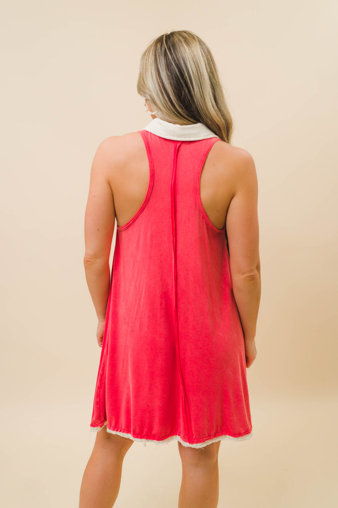 Remedy Sleeveless Raw Dress Peach - BluePeppermint Boutique