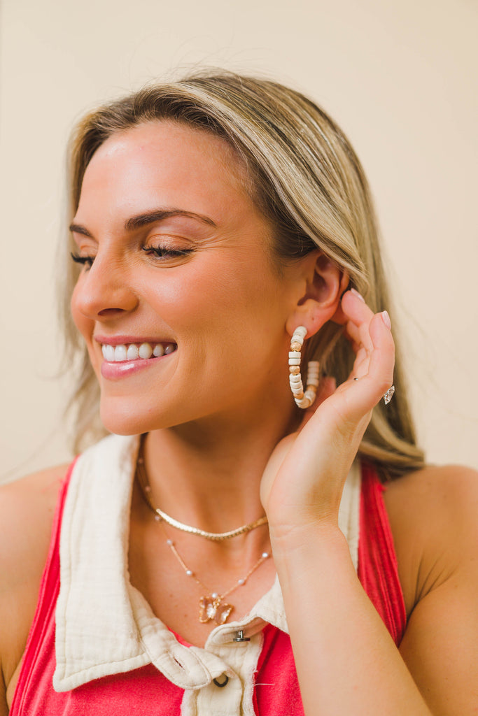 Island Girl Beaded Hoops - BluePeppermint Boutique