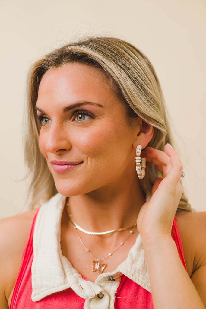 Island Girl Beaded Hoops - BluePeppermint Boutique