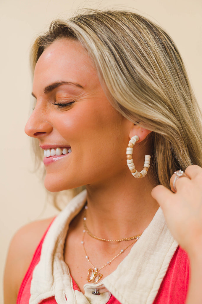 Island Girl Beaded Hoops - BluePeppermint Boutique