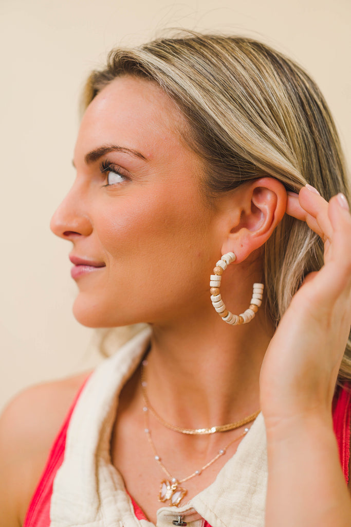 Island Girl Beaded Hoops - BluePeppermint Boutique
