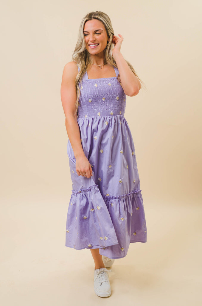 Polly Smocked Floral Midi Dress - BluePeppermint Boutique