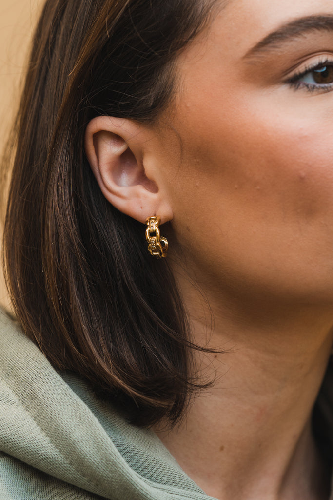 Sparkle On Chain Hoops - BluePeppermint Boutique