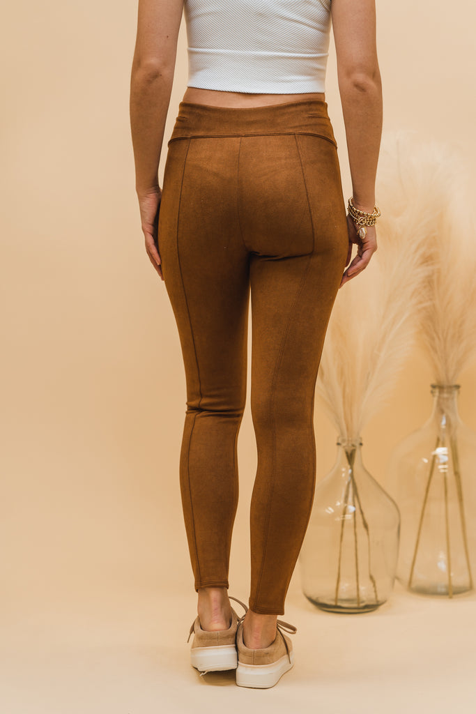 Spanx Faux Suede Leggings - Caramel - BluePeppermint Boutique