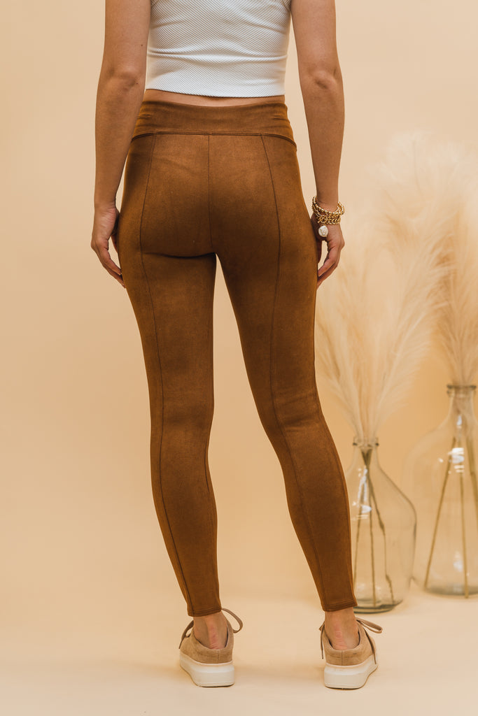 Spanx Faux Suede Leggings - Caramel - BluePeppermint Boutique