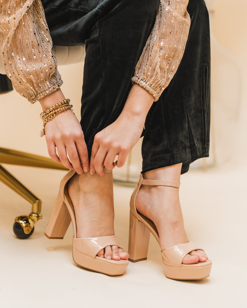 Cassandra Patent Leather Platform Heels - BluePeppermint Boutique