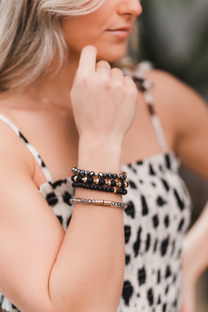 Natural Stone and Glass Bracelet Stack - BluePeppermint Boutique