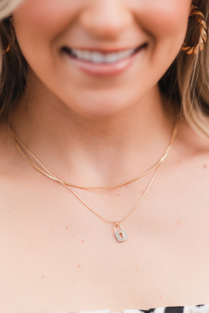 Libby Sparkling Locket Charm Necklace - BluePeppermint Boutique