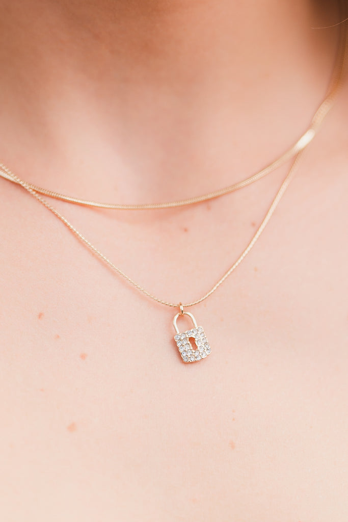 Libby Sparkling Locket Charm Necklace - BluePeppermint Boutique