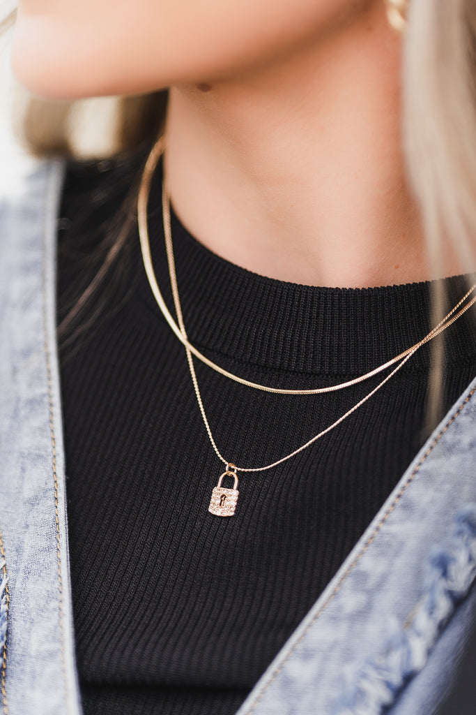 Libby Sparkling Locket Charm Necklace - BluePeppermint Boutique