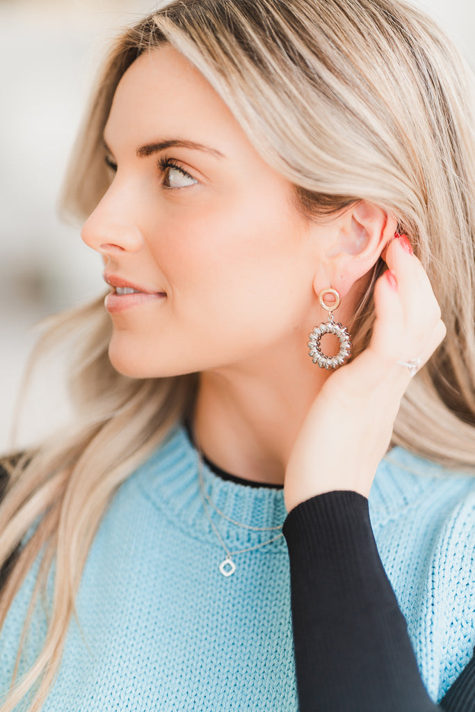 Glistening Chic Circle Drop Earrings - BluePeppermint Boutique