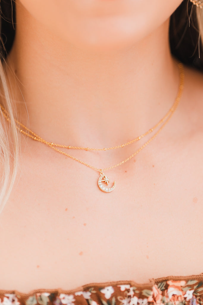 Bleu Crescent Moon Necklace - BluePeppermint Boutique