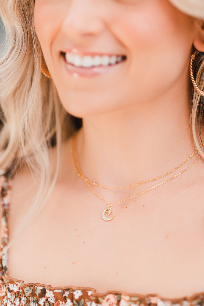 Bleu Crescent Moon Necklace - BluePeppermint Boutique