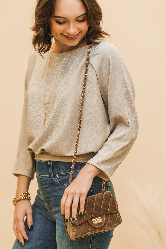 Dawn Velvet Quilted Bag - BluePeppermint Boutique