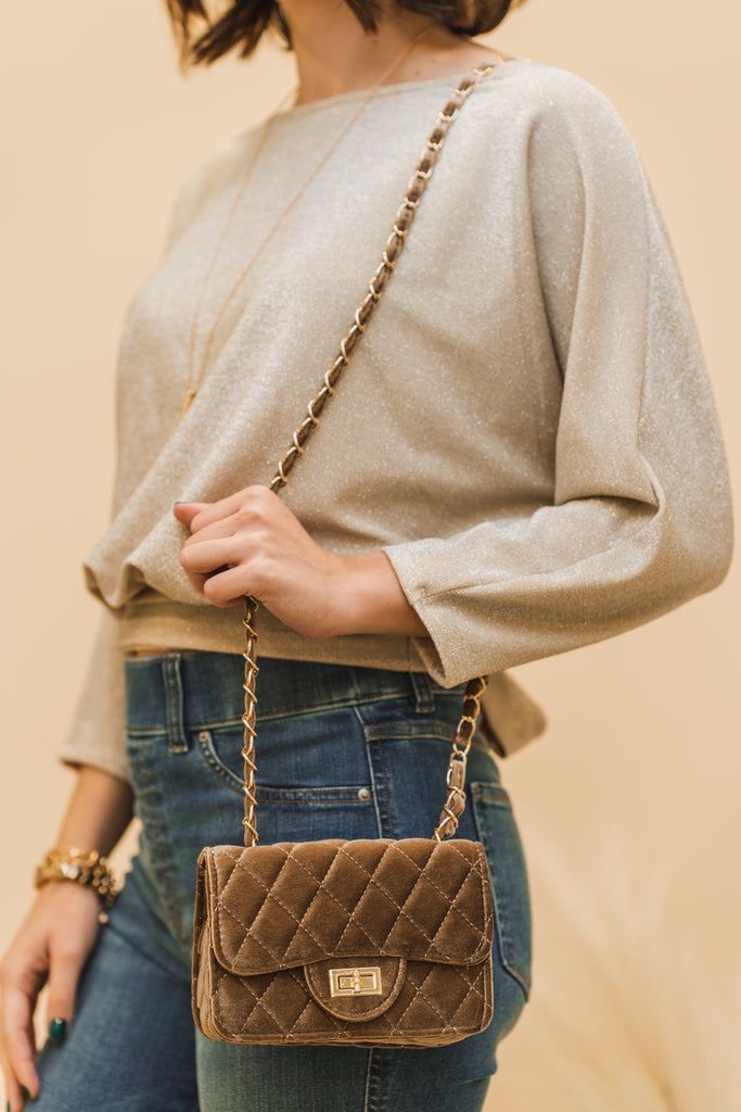 Dawn Velvet Quilted Bag - BluePeppermint Boutique