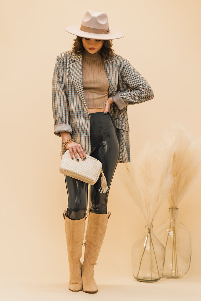 Spanx Faux Patent Leather Leggings - Navy - BluePeppermint Boutique