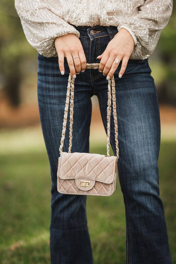 Dawn Velvet Quilted Bag - BluePeppermint Boutique