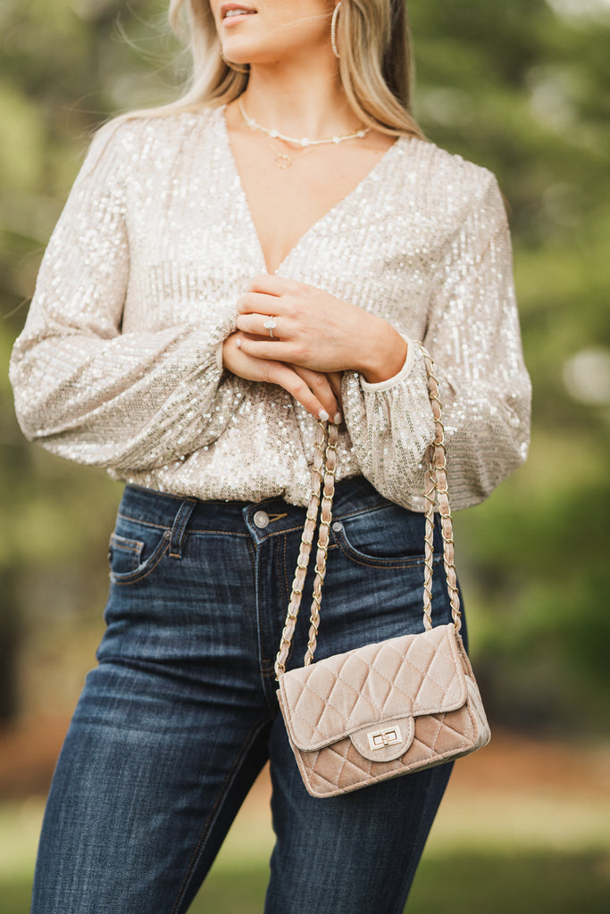 Dawn Velvet Quilted Bag - BluePeppermint Boutique