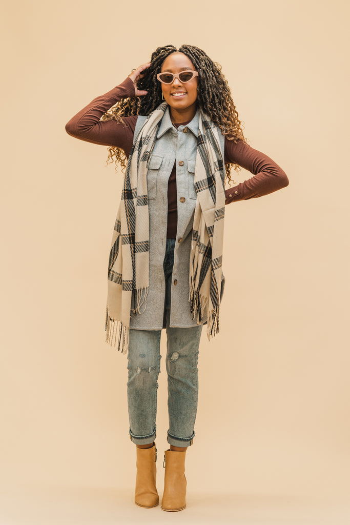 Lisa Plaid Scarf - BluePeppermint Boutique