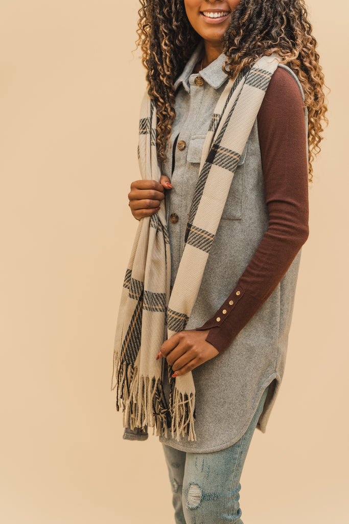Lisa Plaid Scarf - BluePeppermint Boutique