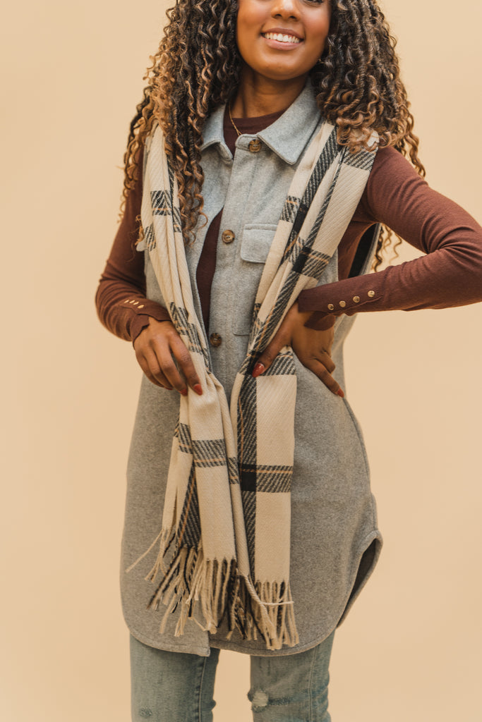 Lisa Plaid Scarf - BluePeppermint Boutique
