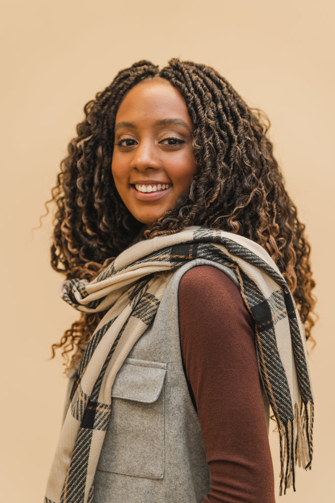 Lisa Plaid Scarf - BluePeppermint Boutique