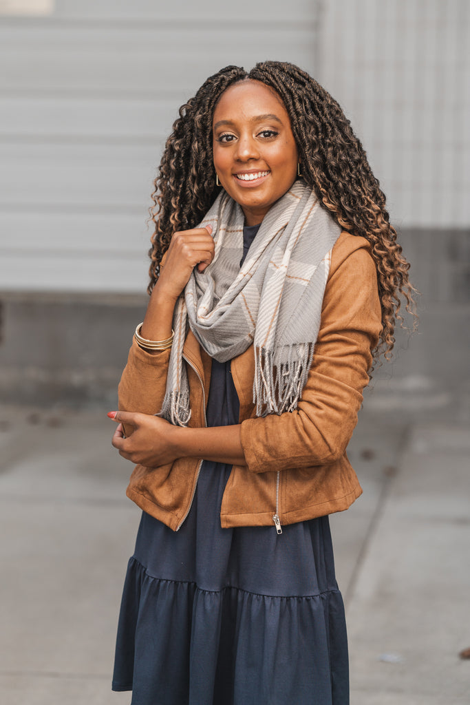 Lisa Plaid Scarf - BluePeppermint Boutique