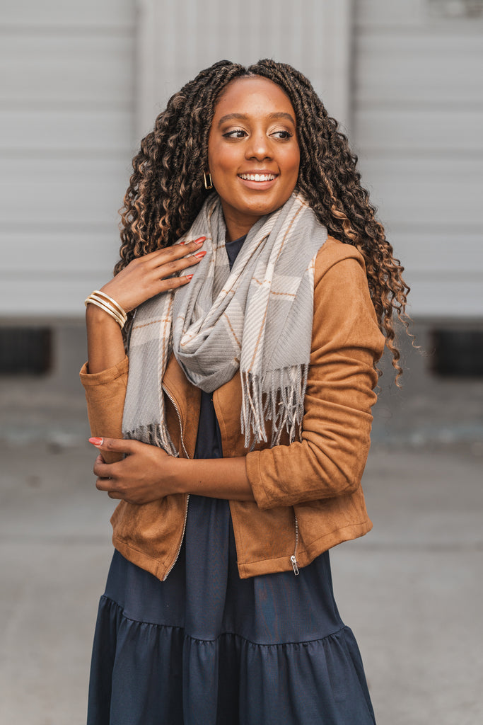Lisa Plaid Scarf - BluePeppermint Boutique