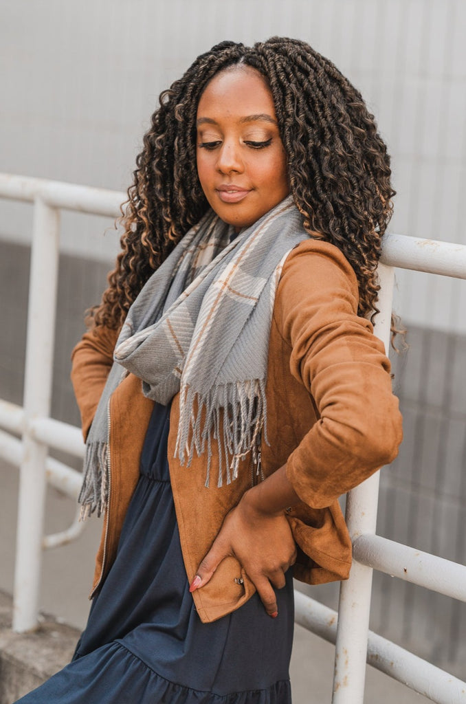 Lisa Plaid Scarf - BluePeppermint Boutique
