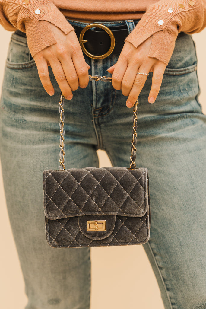 Dawn Velvet Quilted Bag - BluePeppermint Boutique