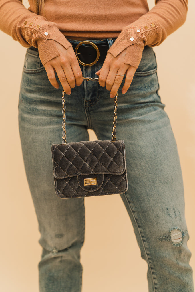 Dawn Velvet Quilted Bag - BluePeppermint Boutique