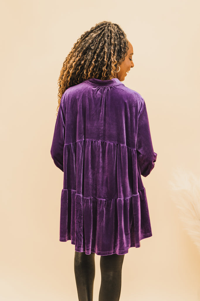 Liv Velvet Button-Down Tunic - BluePeppermint Boutique