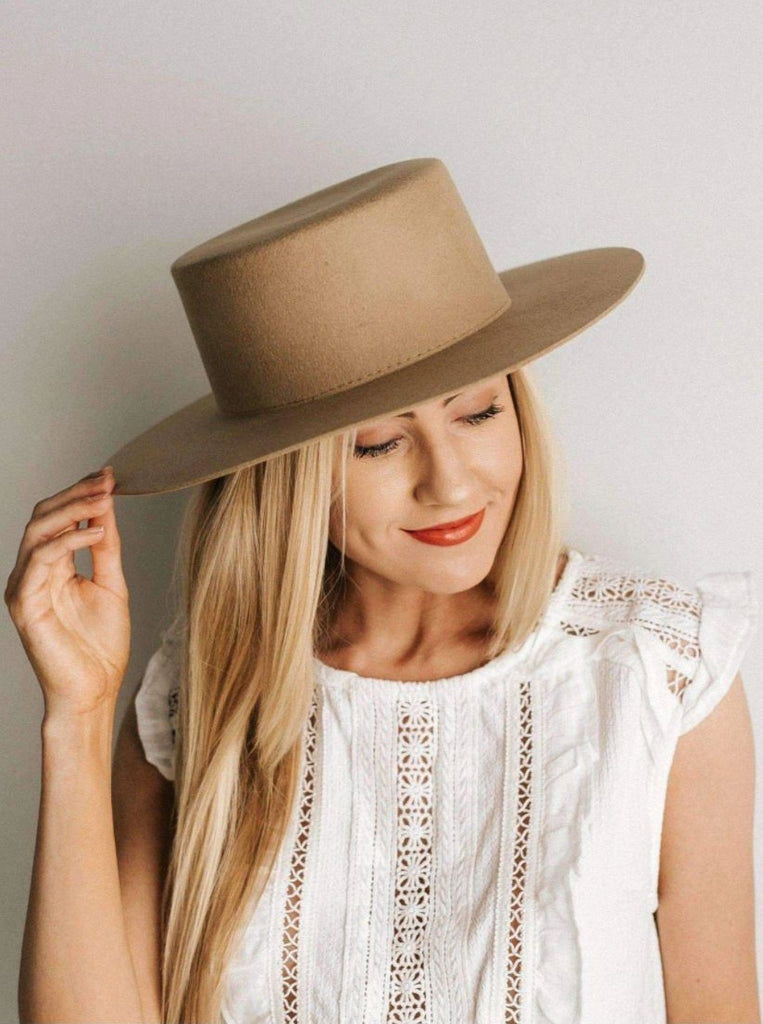 Gigi Pip Dahlia Boater-Tan - BluePeppermint Boutique
