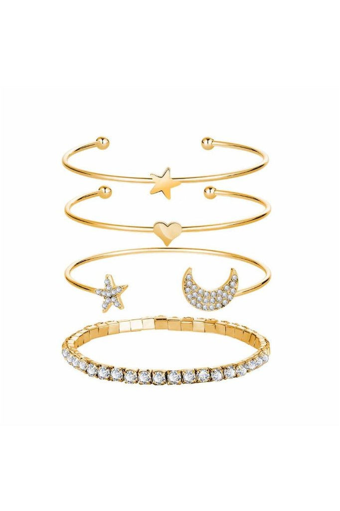 Moon/Star Stacked Bracelet Set of 4 - BluePeppermint Boutique