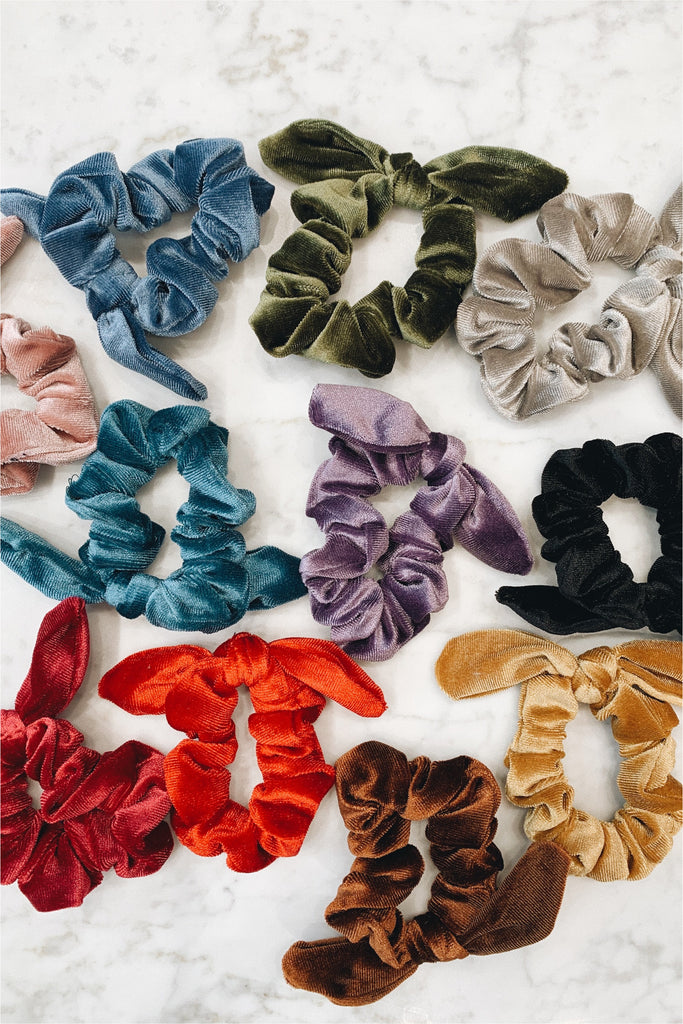 Velvet Bunny Tie Scrunchie - BluePeppermint Boutique