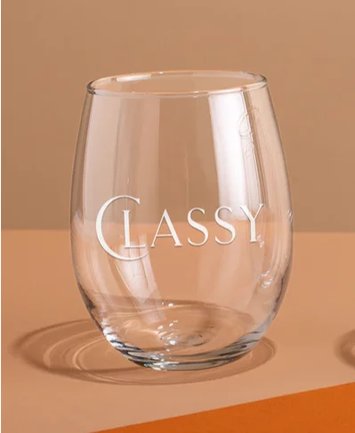 Classy Stemless Wine Glass - 17 oz. - BluePeppermint Boutique