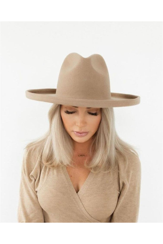 Gigi Pip Cara Loren Pencil Brim Hat-Tan - BluePeppermint Boutique